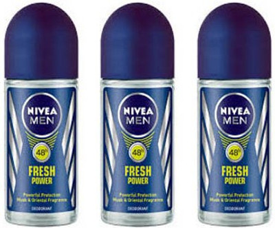 Nivea Fresh Power Deodorant Roll-on - For Men(150 ml, Pack of 3)