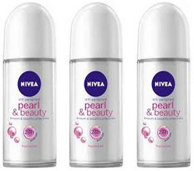 Nivea Pearl and beauty Deodorant Roll-on - For Women(150 ml, Pack of 3)