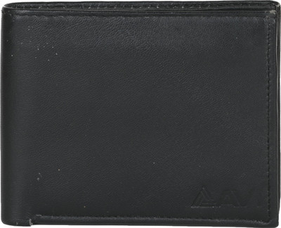 AVI Men Black Genuine Leather Wallet(7 Card Slots)