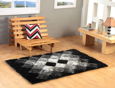 Excel Bazaar Black Polyester Carpet(120 cm X 180 cm)