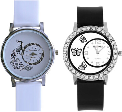 SPINOZA white desiner peacock and black crystals studded butterfly Watch - For Girls
SPINOZA white desiner peacock and black crystals studded butterfly Watch - For Girls