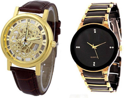 SPINOZA brown belt and blackgold iik Watch - For Boys & Girls