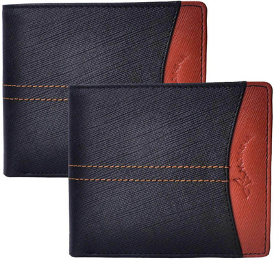Tamanna Men Black, Tan Genuine Leather Wallet(8 Card Slots)