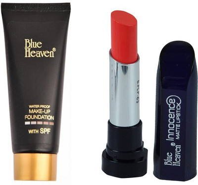 Blue heaven Make-up Foundation with Innocence Matte Red Lipstick Combo Set(Set of 2)
Blue heaven Make-up Foundation with Innocence Matte Red Lipstick Combo Set(Set of 2)