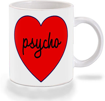 Mooch Wale Mooch Wale Psycho Red Heart Ceramic Ceramic Mug(325 ml), Multicolor