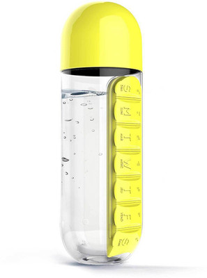 Bruzone 7-day 7-days Pill & Vitamin Organizer Water Bottle Pill Box(Yellow)