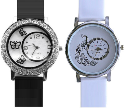 SPINOZA black diamond studded butterfly and white designer peacock Watch - For Girls
SPINOZA black diamond studded butterfly and white designer peacock Watch - For Girls