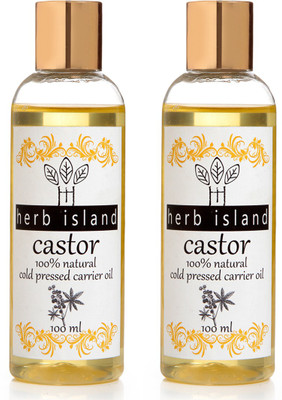 herb Island Cold Pressed Castor oil combo set of 2 Hair Oil(200 g)