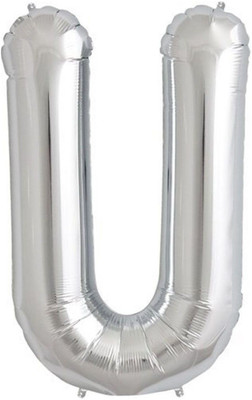 Funcart Solid 30'' Foil Balloon Letter "U" of Alphabets - Silver Balloon(Silver, Pack of 1)