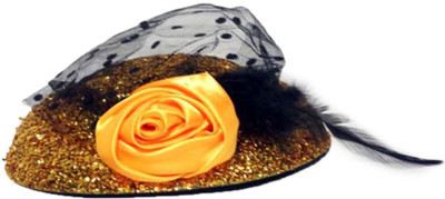 Funcart Golden side Clip Hat with feather - Retro look