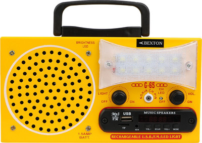 Bexton Rechargeable Multimedia G65 LED with USB/AUX/TF and Remote FM Radio(Yellow)
Bexton Rechargeable Multimedia G65 LED with USB/AUX/TF and Remote FM Radio(Yellow)