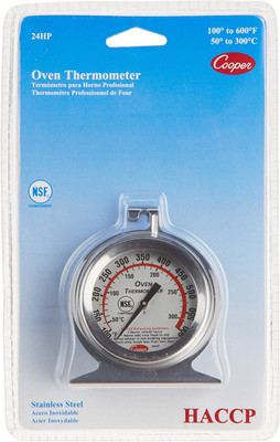 Cooper Atkins 24HP-01-1 Stainless Steel Bi-Metal Oven Thermometer, 100 to 600 degrees F Temperature Range Thermometer with Fork Kitchen Thermometer