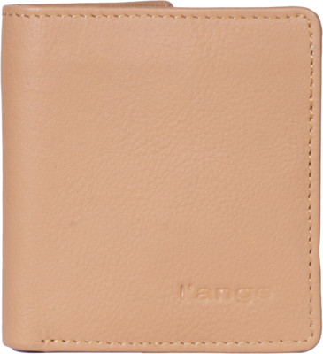 l'ange Men Beige Genuine Leather Wallet(5 Card Slots)