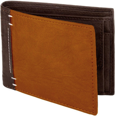 Accezory Men Casual Brown, Tan Artificial Leather Wallet(4 Card Slots)