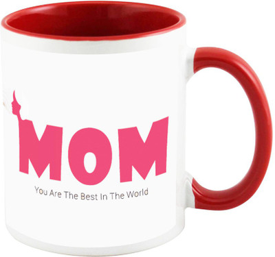 AllUPrints Mother's Day Gift Red Ceramic Mug(325 ml), Multicolor