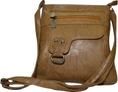 RIZTA Women Casual Khaki Leatherette Sling Bag