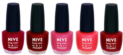 Nive Colour Blast Nail Lacquer (set of 5 Nail Polish ) Pink,Red,Pink,Pink,Red(Pack of 5)