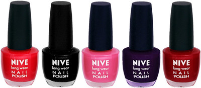 Nive Colour Blast Nail Lacquer (set of 5 Nail Polish ) Red,Black,Pink,Purple,Red(Pack of 5)
Nive Colour Blast Nail Lacquer (set of 5 Nail Polish ) Red,Black,Pink,Purple,Red(Pack of 5)