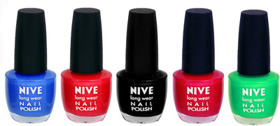 Nive Colour Blast Nail Lacquer (set of 5 Nail Polish ) Blue,Red,Black,Pink,Green(Pack of 5)
Nive Colour Blast Nail Lacquer (set of 5 Nail Polish ) Blue,Red,Black,Pink,Green(Pack of 5)