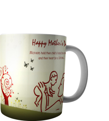 PrintVisa Mothers Day Special Designed Ceramic Mug(250 ml), Brown;gold;grey;white