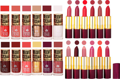 Aroma Care Multicolor Velvet Matte Nail Polish Sets of 12 Pcs with Dry Matte Lipstick Set of 12 Pcs(Set of 24)
Aroma Care Multicolor Velvet Matte Nail Polish Sets of 12 Pcs with Dry Matte Lipstick Set of 12 Pcs(Set of 24)