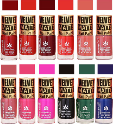 Aroma Care Velvet Matte Nail Polish Combo Red, Maroon, Orange, Peach, Nude, Pink, Black, Green, Blue(Pack of 12)
Aroma Care Velvet Matte Nail Polish Combo Red, Maroon, Orange, Peach, Nude, Pink, Black, Green, Blue(Pack of 12)