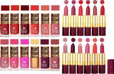 Aroma Care Velvet Matt Nail Polish Set of 12 Pcs Combo with Dry Matte Lipstick Set of 12 Pcs(Set of 24)
Aroma Care Velvet Matt Nail Polish Set of 12 Pcs Combo with Dry Matte Lipstick Set of 12 Pcs(Set of 24)
