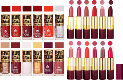 Aroma Care 100% Genuine Matte Nail Polish Sets of 12 Pcs in Wholesale Rate with Dry Matte Lipstick Set of 12 Pcs(Set of 24)
Aroma Care 100% Genuine Matte Nail Polish Sets of 12 Pcs in Wholesale Rate with Dry Matte Lipstick Set of 12 Pcs(Set of 24)