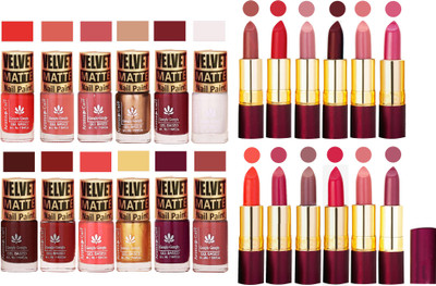 Aroma Care Multicolor Velvet Matte Nail Polish Sets of 12 Pcs with Dry Matte Lipstick Set of 12 Pcs(Set of 24)
Aroma Care Multicolor Velvet Matte Nail Polish Sets of 12 Pcs with Dry Matte Lipstick Set of 12 Pcs(Set of 24)