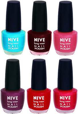 Nive Colour Blast Nail Lacquer (Set of 6 Nail Polish) Blue,Red,Pink,Purple,Red,Red(Pack of 6)
Nive Colour Blast Nail Lacquer (Set of 6 Nail Polish) Blue,Red,Pink,Purple,Red,Red(Pack of 6)