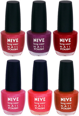 Nive Colour Blast Nail Lacquer (Set of 6 Nail Polish) Pink,Purple,Red,Pink,Pink,Brown(Pack of 6)
Nive Colour Blast Nail Lacquer (Set of 6 Nail Polish) Pink,Purple,Red,Pink,Pink,Brown(Pack of 6)