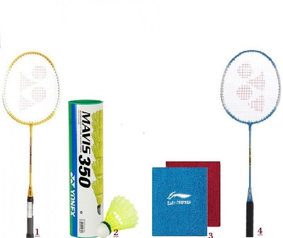 Yonex Combo of 2 Yonex GR 303 Badminton Racquets + Mavis 350 Shuttle cock (pack of 6) + 2 Li ning Wrist Bands Silver, Red, Black, Yellow, Blue Strung Badminton Racquet(G3 - 3.5 Inches, 90 g), Black;blue;red;silver;yellow
Yonex Combo of 2 Yonex GR 303 Badminton Racquets + Mavis 350 Shuttle cock (pack of 6) + 2 Li ning Wrist Bands Silver, Red, Black, Yellow, Blue Strung Badminton Racquet(G3 - 3.5 Inches, 90 g), Black;blue;red;silver;yellow