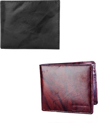 Lady Bar Men Brown, Black Genuine Leather Wallet(4 Card Slots), Black;brown
