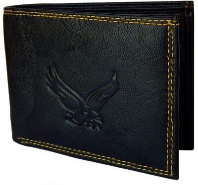 Fashius Men Black Genuine Leather Wallet(6 Card Slots), Black-01