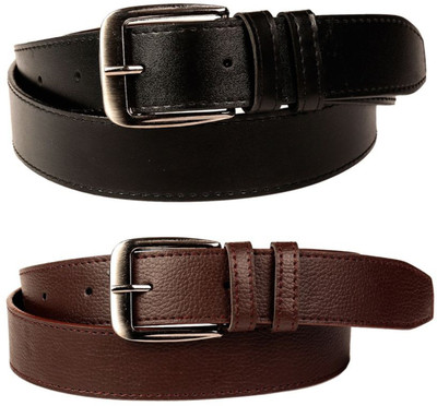 LAER Men & Women Casual Black Artificial Leather Belt