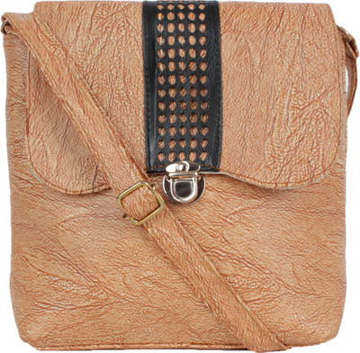 Yours Luggage Women Casual Tan Leatherette, Cotton Sling Bag