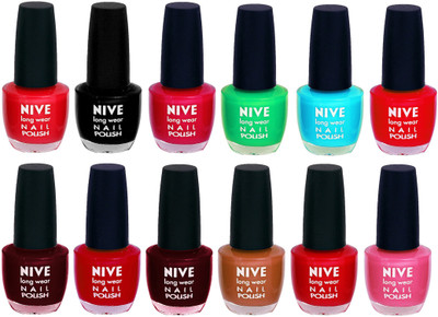 Nive Colour Blast Nail Lacquer (Set of 12 Nail Polish) 1105201702 Multicolor(Pack of 12)