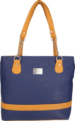Nishika Collection Hand-held Bag(Blue, Tan)