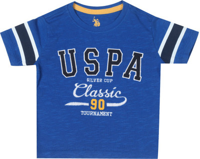 US Polo Kids Boys Solid Cotton T Shirt(Blue, Pack of 1, Med blue