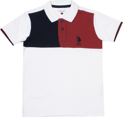 US Polo Kids Boys Solid Cotton T Shirt(White, Pack of 1