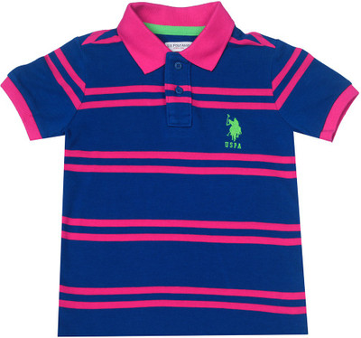 US Polo Kids Boys Solid Cotton T Shirt(Blue, Pack of 1, Me. blue