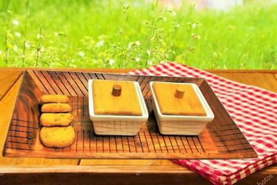 ShopWise Handcrafted Sheesham Wooden Cup Tray Serving Set(Pack of 1)
