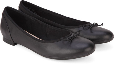 Clarks Couture Bloom Black Leather Bellies For Women(Black
