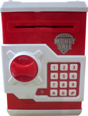 DCS Money Safe ATM BANK Cum Coin Box Electronic & Secret Code Lock(Red) Coin Bank(Red, White)