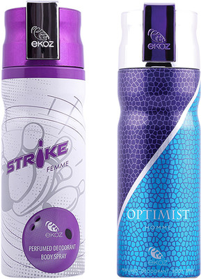 Ekoz Strike Femme, Optimist Homme Body Spray - For Men(200 ml, Pack of 2)
