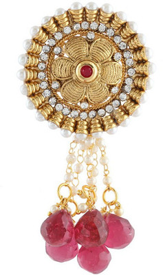 Anuradha Art Jewellery Designer Hair Chain(Red, Gold)