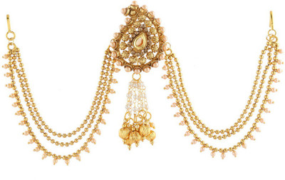 Anuradha Art Jewellery Designer Hair Chain(White, Gold)