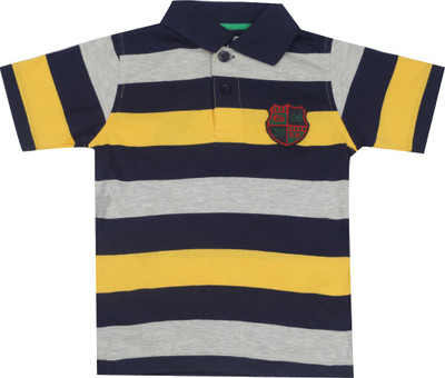 612 League Boys Striped Cotton T Shirt(Yellow, Pack of 1