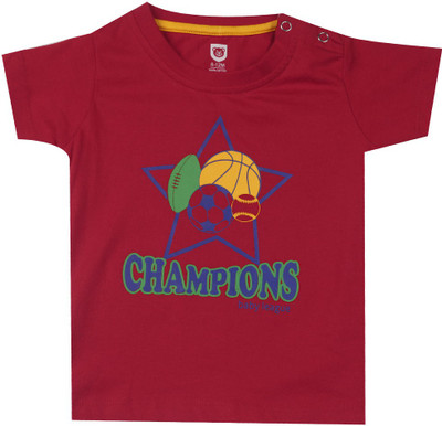 612 League Boys Printed Cotton T Shirt(Red, Pack of 1