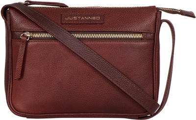Justanned Women Casual Brown Genuine Leather Sling Bag